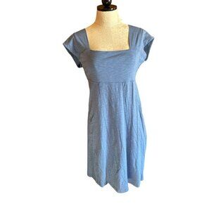Horny Toad Midi Dress Blue Heather Sleeveless Stretch Square Neck Size S